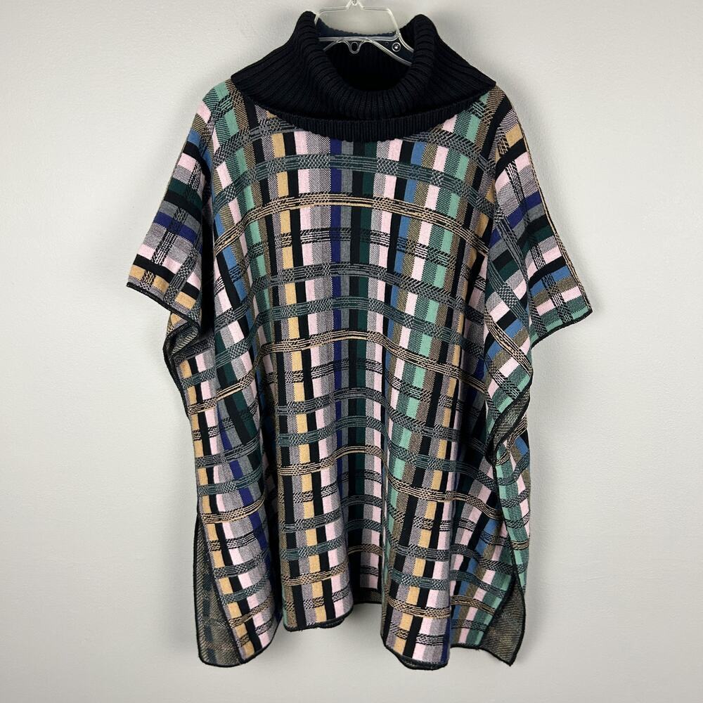 Anthropologie Aldo Martins Multi Colored Knit Wool Poncho M/L - Picture 3 of 8